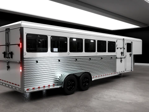 Gooseneck Horse Trailer Rigged 3D Modell