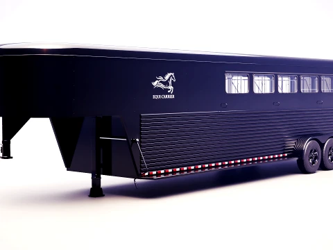 Gooseneck Horse Trailer Rigged 3D Model