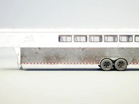 Gooseneck Horse Trailer Rigged Worn 3D Model