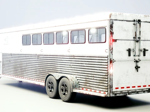 Gooseneck Horse Trailer Rigged Worn 3D Model