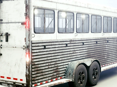 Gooseneck Horse Trailer Rigged Worn 3D Model