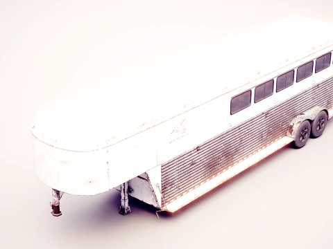 Gooseneck Horse Trailer Rigged Worn 3D Model