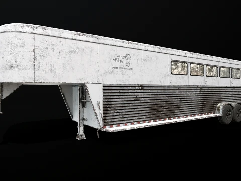 Gooseneck Horse Trailer Rigged Worn 3D Model