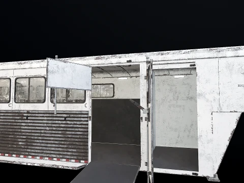 Gooseneck Horse Trailer Rigged Worn 3D Model