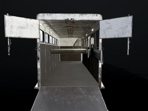 Gooseneck Horse Trailer Rigged Worn 3D Model