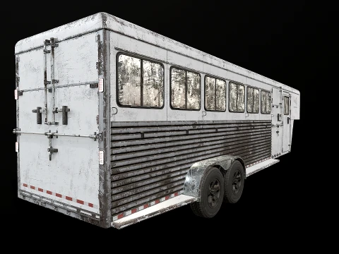 Gooseneck Horse Trailer Rigged Worn 3D Model