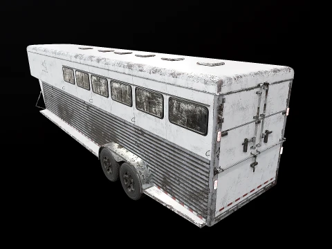 Gooseneck Horse Trailer Rigged Worn 3D Model