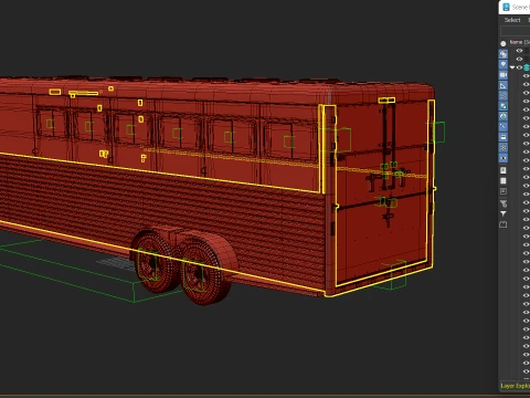 Gooseneck Horse Trailer Rigged Worn 3D Model