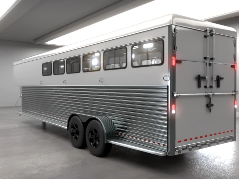 Gooseneck Horse Trailer Rigged Midpoly Modelo 3D