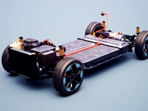 Electric AWD 4x4 Vehicle EV Chassis with Battery Powertrain Drivetrain 3D Модель