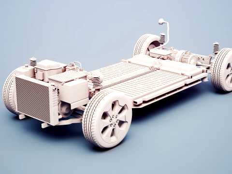 Electric AWD 4x4 Vehicle EV Chassis with Battery Powertrain No Textures Modèle 3D