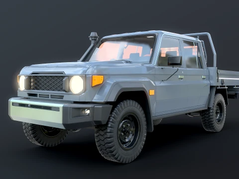 Off-Road Pickup Truck Double Cab 4x4 Rigged PBR Midpoly 3D Model