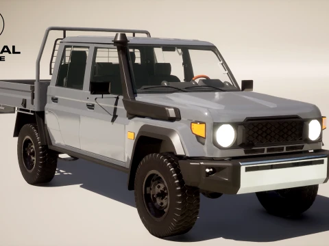 Off-Road Pickup Truck Double Cab 4x4 Rigged PBR Midpoly 3D Model