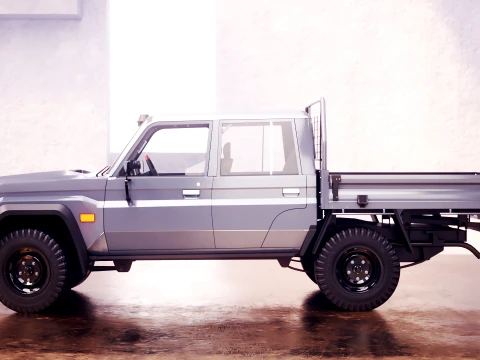 Off-Road Pickup Truck Double Cab 4x4 Rigged PBR Midpoly 3D Model