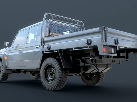 Off-Road Pickup Truck Double Cab 4x4 Rigged PBR Midpoly 3D Model
