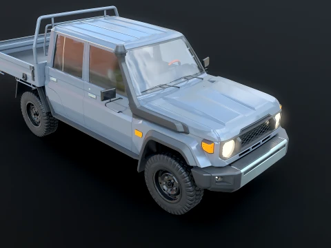 Off-Road Pickup Truck Double Cab 4x4 Rigged PBR Midpoly 3D Model