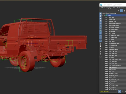Off-Road Pickup Truck Double Cab 4x4 Rigged PBR Midpoly 3D Model