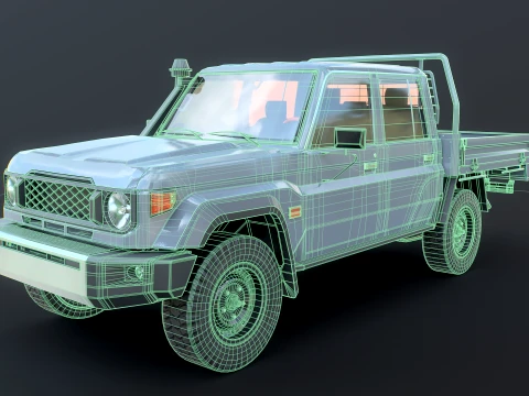 Off-Road Pickup Truck Double Cab 4x4 Rigged PBR Midpoly 3D Model