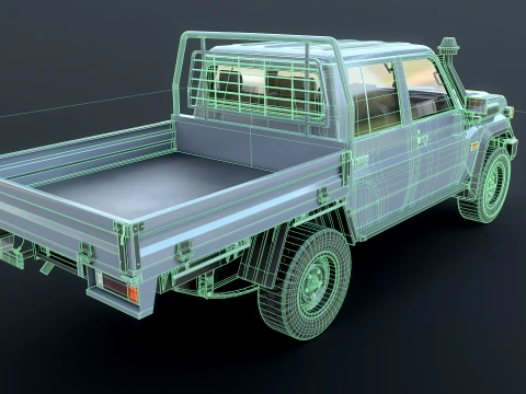 Off-Road Pickup Truck Double Cab 4x4 Rigged PBR Midpoly 3D Model