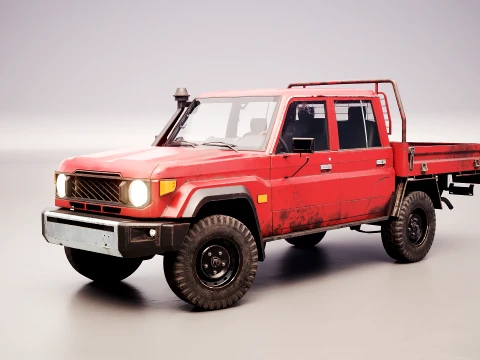 Off-Road Pickup Truck Double Cab 4x4 Rigged PBR Midpoly Worn 3D Model