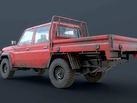 Off-Road Pickup Truck Double Cab 4x4 Rigged PBR Midpoly Worn 3D Model