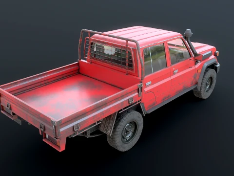 Off-Road Pickup Truck Double Cab 4x4 Rigged PBR Midpoly Worn 3D Model