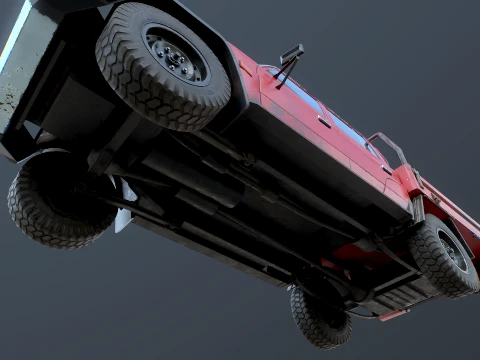 Off-Road Pickup Truck Double Cab 4x4 Rigged PBR Midpoly Worn 3D Model