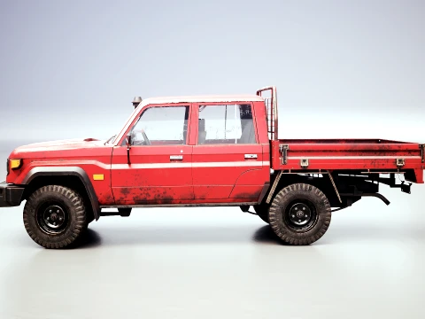 Off-Road Pickup Truck Double Cab 4x4 Rigged PBR Midpoly Worn 3D Model