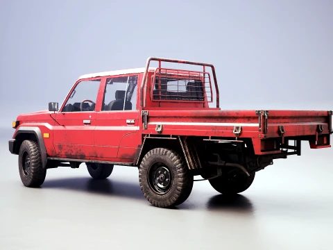 Off-Road Pickup Truck Double Cab 4x4 Rigged PBR Midpoly Worn 3D Model