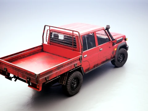 Off-Road Pickup Truck Double Cab 4x4 Rigged PBR Midpoly Worn 3D Model