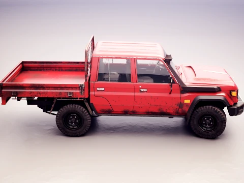 Off-Road Pickup Truck Double Cab 4x4 Rigged PBR Midpoly Worn 3D Model
