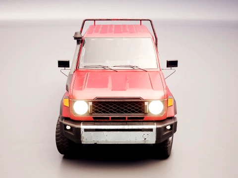 Off-Road Pickup Truck Double Cab 4x4 Rigged PBR Midpoly Worn 3D Model