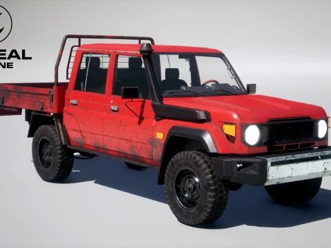 Off-Road Pickup Truck Double Cab 4x4 Rigged PBR Midpoly Worn 3D Model