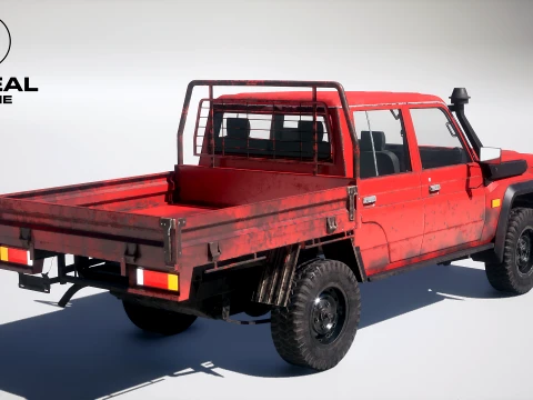 Off-Road Pickup Truck Double Cab 4x4 Rigged PBR Midpoly Worn 3D Model