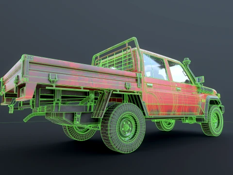 Off-Road Pickup Truck Double Cab 4x4 Rigged PBR Midpoly Worn 3D Model