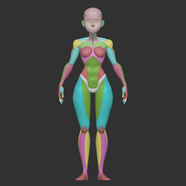 Female Blockout 3D Модель .c4d .max .obj .3ds .fbx .stl .blend 