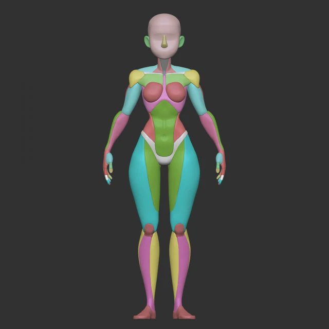 Female Blockout 3D Model .c4d .max .obj .3ds .fbx .stl .blend 
