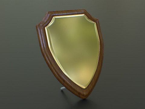 Polished Wood Plaque Shield VR - AR - low-poly 3D-Modell