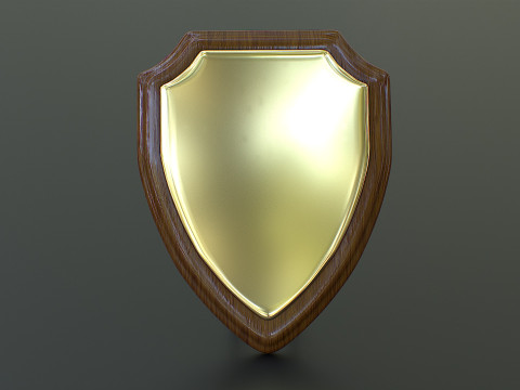 Polished Wood Plaque Shield VR - AR - low-poly Model 3D