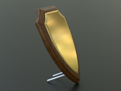 Polished Wood Plaque Shield VR - AR - low-poly Model 3D