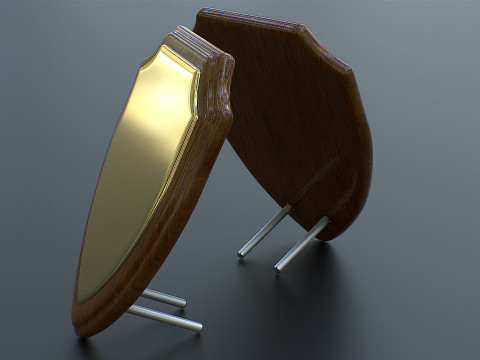 Polished Wood Plaque Shield VR - AR - low-poly Model 3D