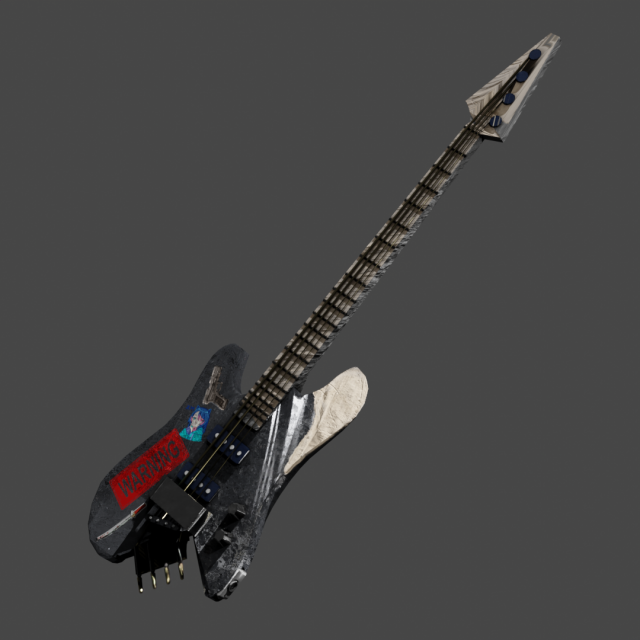 Cyberpunk bass-guitar 3D Model .c4d .max .obj .3ds .fbx .stl .blend 