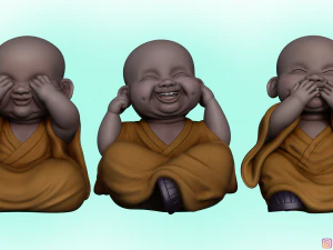 3 WISE BUDDHA MONK SET Mönch, ich sehe nicht, Mönch, ich spreche nicht, Mönch, ich höre nicht 3D Druckmodell
