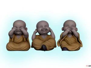 3 WISE BUDDHA MONK SET MONK I DONT SEE MONK I DONT SPEAK MONK I DONT HEAR 3D Print Model