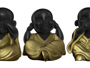 3 WISE BUDDHA MONK SET MONK I DONT SEE MONK I DONT SPEAK MONK I DONT HEAR Model Cetak 3D
