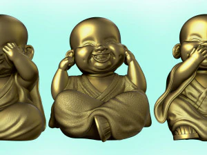 3 WISE BUDDHA MONK SET MONK I DONT SEE MONK I DONT SPEAK MONK I DONT HEAR 3D Print Model