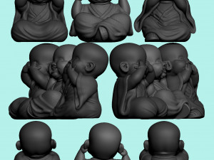 3 WISE BUDDHA MONK SET MONK I DONT SEE MONK I DONT SPEAK MONK I DONT HEAR Model Cetak 3D