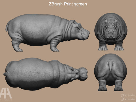 Hippopotamus 3D Принт Модель