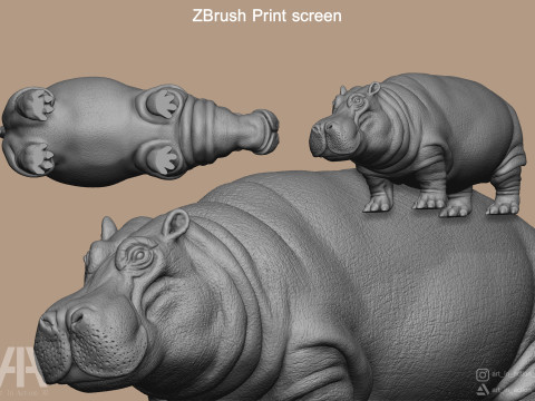 Hippopotamus 3D Принт Модель