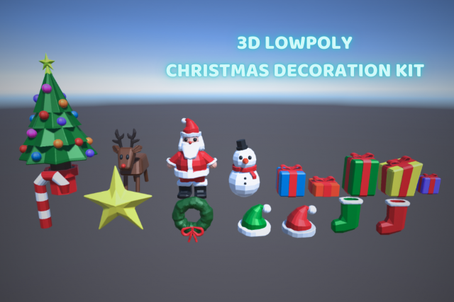 Low Poly Christmas Decoration 3D Model .c4d .max .obj .3ds .fbx .stl .blend